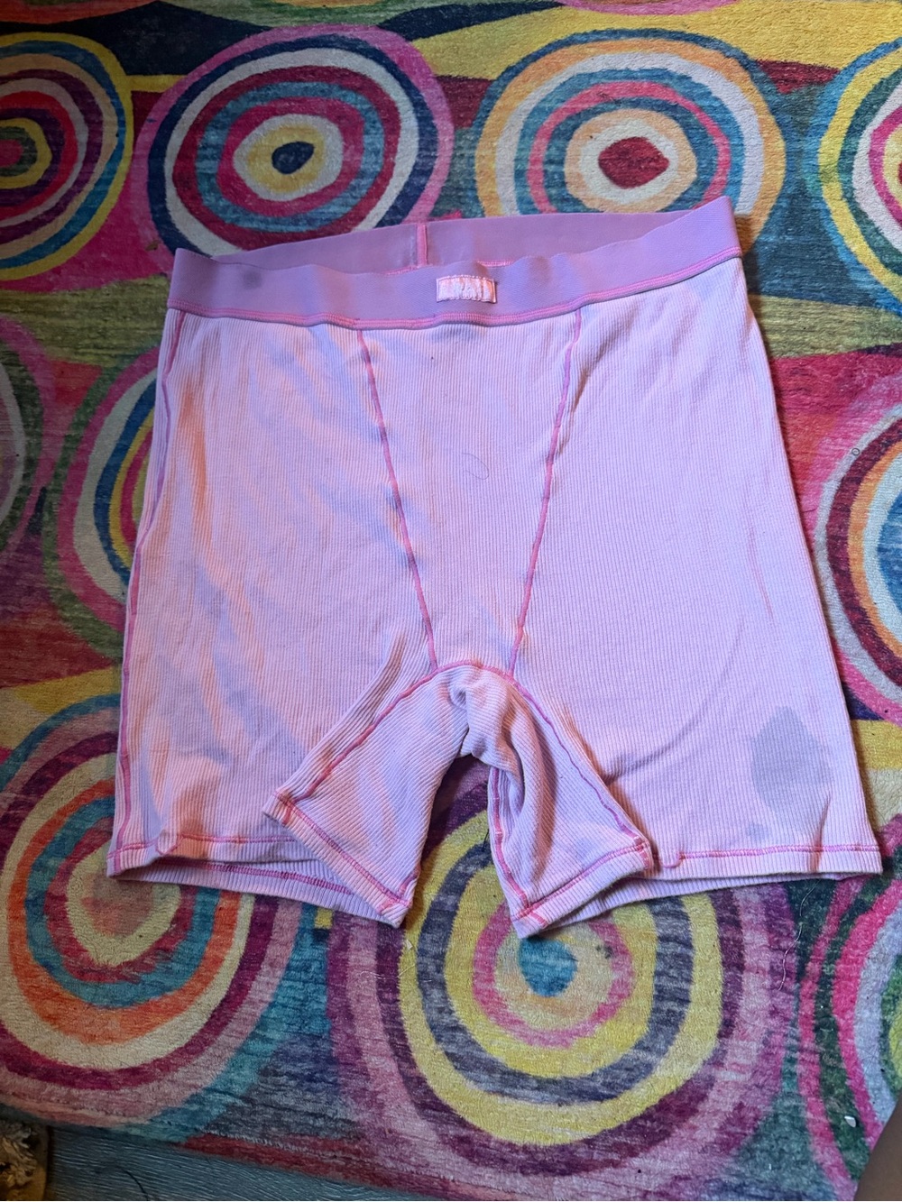 SKIMS Ribbed Athletic Shorts in Light Pink
